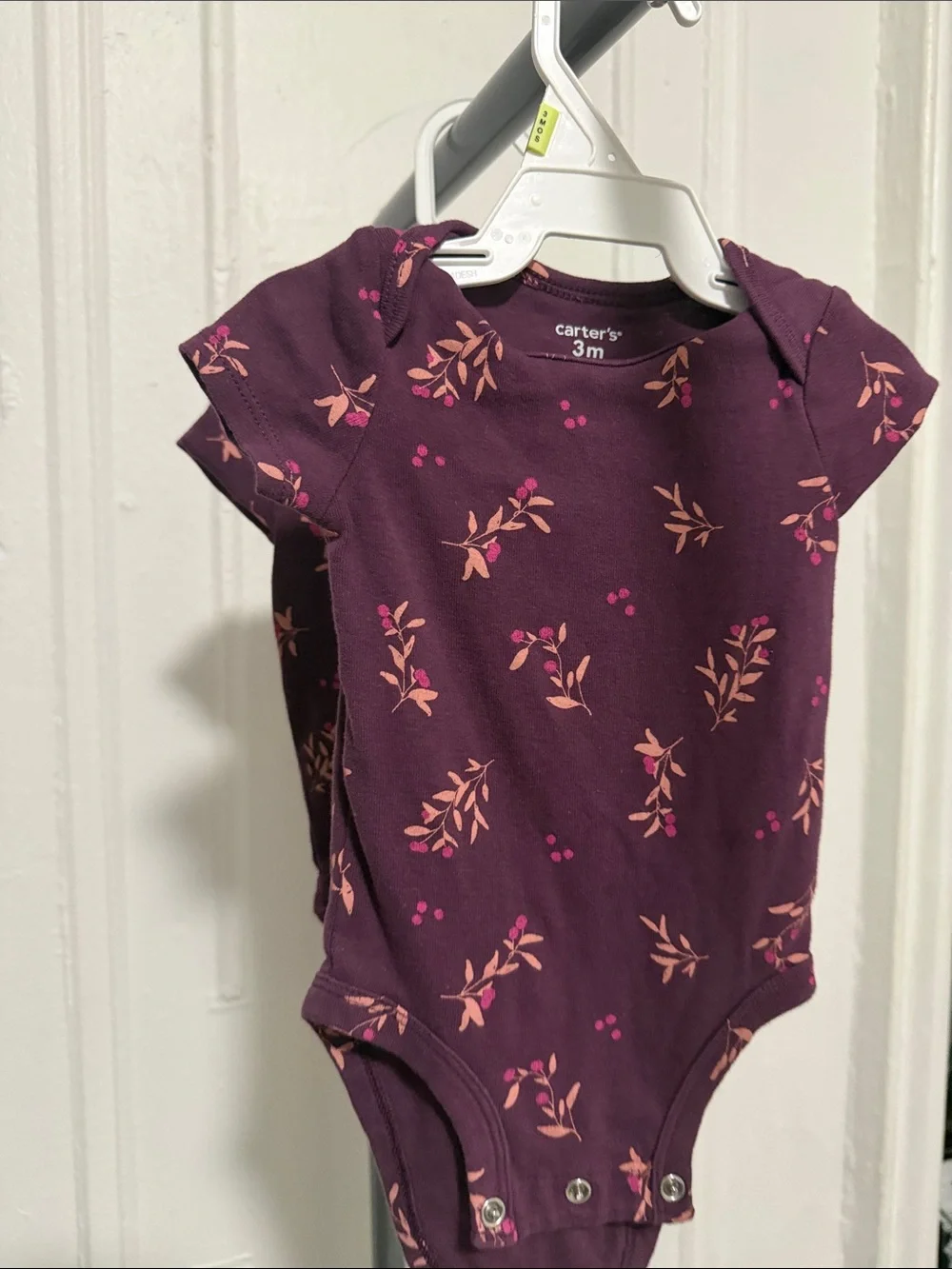 carter's Plum and Pink Floral Short-Sleeve One-Piece Bodysuit